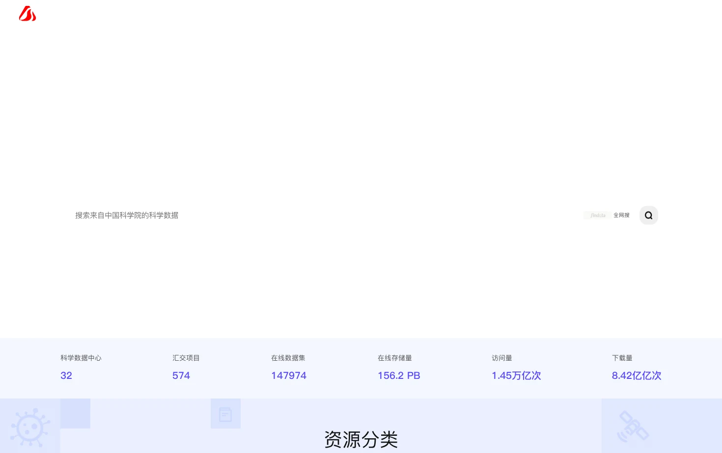 中国科学院科学数据中心 页面快照